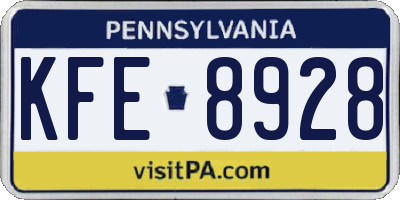 PA license plate KFE8928
