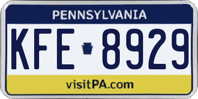 PA license plate KFE8929