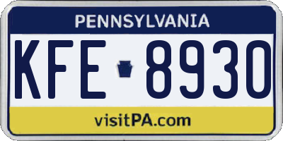 PA license plate KFE8930