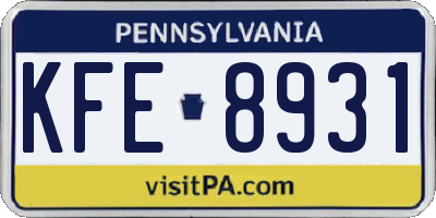 PA license plate KFE8931
