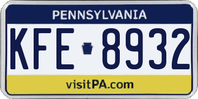 PA license plate KFE8932