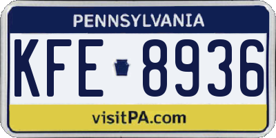 PA license plate KFE8936