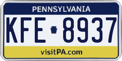 PA license plate KFE8937