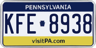 PA license plate KFE8938