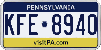 PA license plate KFE8940