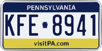 PA license plate KFE8941