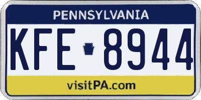PA license plate KFE8944