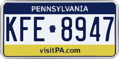PA license plate KFE8947