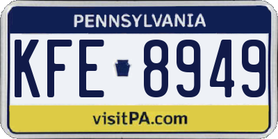 PA license plate KFE8949