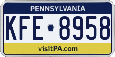 PA license plate KFE8958