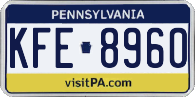 PA license plate KFE8960