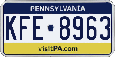 PA license plate KFE8963