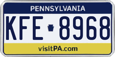 PA license plate KFE8968