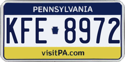 PA license plate KFE8972