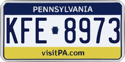 PA license plate KFE8973