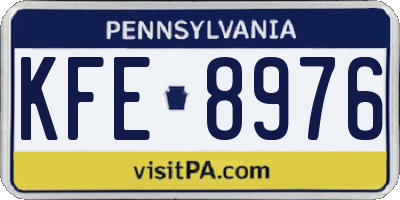 PA license plate KFE8976