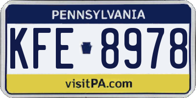 PA license plate KFE8978