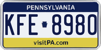 PA license plate KFE8980