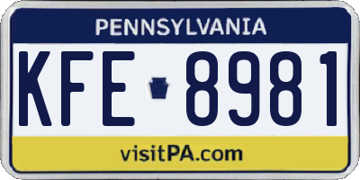 PA license plate KFE8981