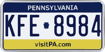 PA license plate KFE8984