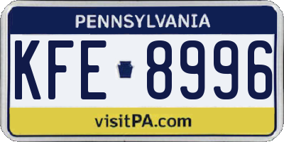 PA license plate KFE8996