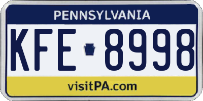 PA license plate KFE8998