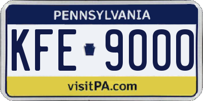PA license plate KFE9000