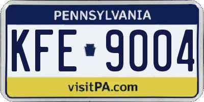 PA license plate KFE9004