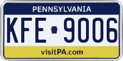 PA license plate KFE9006