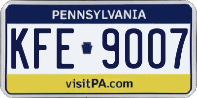 PA license plate KFE9007
