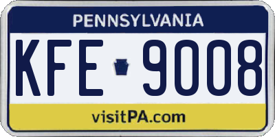 PA license plate KFE9008