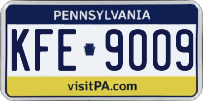 PA license plate KFE9009