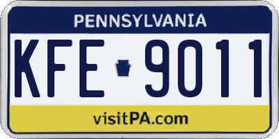 PA license plate KFE9011