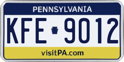 PA license plate KFE9012