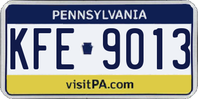 PA license plate KFE9013