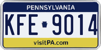PA license plate KFE9014