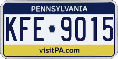 PA license plate KFE9015