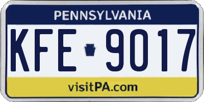 PA license plate KFE9017