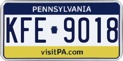 PA license plate KFE9018