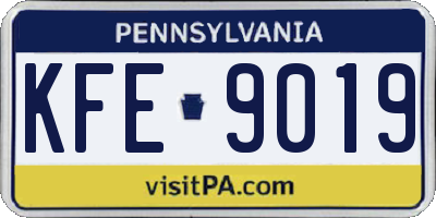 PA license plate KFE9019