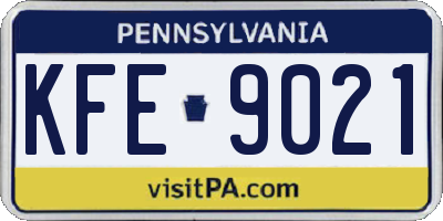 PA license plate KFE9021
