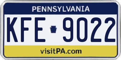 PA license plate KFE9022