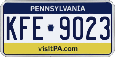 PA license plate KFE9023