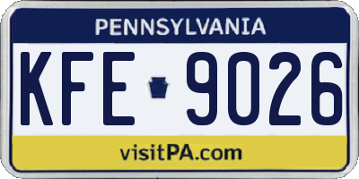 PA license plate KFE9026