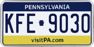 PA license plate KFE9030