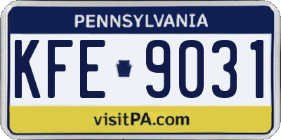 PA license plate KFE9031