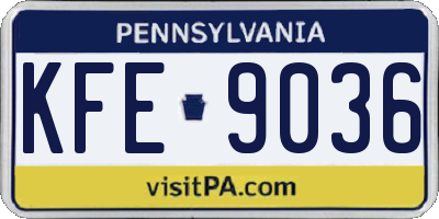PA license plate KFE9036