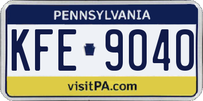 PA license plate KFE9040