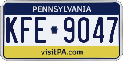 PA license plate KFE9047