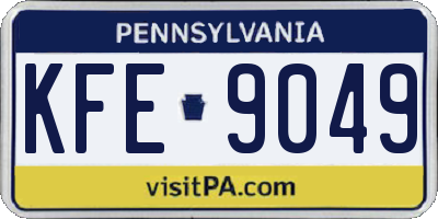 PA license plate KFE9049